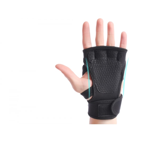 Tyngdlyftningshandskar, Gym Barehand Grip, Stöd för Cross-Training, Rodd, Styrkelyft, Chins (Svart, XL)