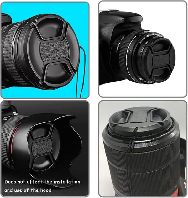 77 mm objektivlock för Canon EOS R5 EOS R6 EOS R EOS RP kamera RF 24-105 mm f/4L objektiv för Sony FE 24-105 mm f/4 objektiv 2-pack
