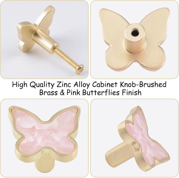 Decorative Butterfly Kitchen Cabinet Knobs, 6-Pack Creative Dresser Drawer Handles Furniture Cabinet Handles