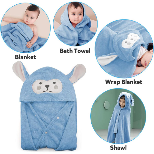 Badhandduk för barn Ultramjuk huva handduk Mycket absorberande badrocksfilt  Småbarn Duschpresenter för pojkar Flickor - Extra stor 28" x 55" (blå) Blue  2973 | Blue | Fyndiq