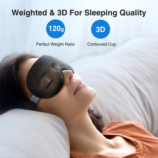 Nattmask, 3D-viktad sömnmask för män och kvinnor, Ögonmask Cover för sömn Blockerande ljus för mörka ringar och ögon
