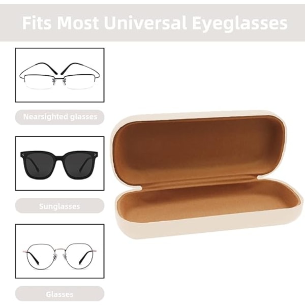 Hårt case(beige), PU-läderglasögonlåda, Portable Protec