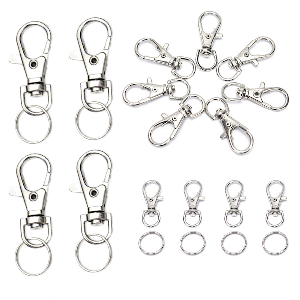 50 st Metall Svängbara Hummer Spännen Clips Krok med Nyckelring DIY
