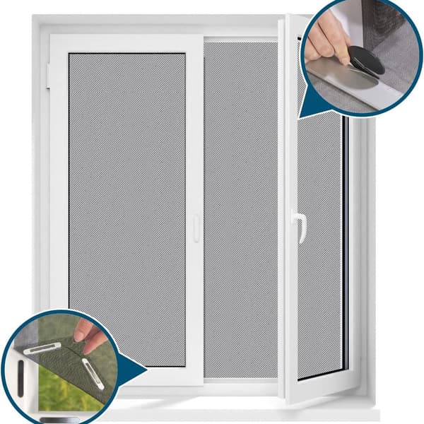 Mosquito net for windows with Magic Click | Insect screen can be cut individually up to, easy installation with 12 magnets 150*130CM