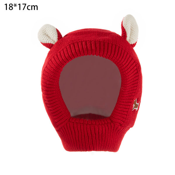Varm stickad mössa för bebis och barn, vinter/snö mössa med öron Red
