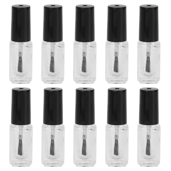 10 st 5 ml Tomma Nagellacksflaskor av Glas med Borstlock, Tratt och Blandningskulor