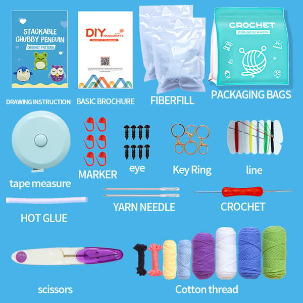 Virka materialpaket set handgjord DIY stickad ullboll docka dekoration