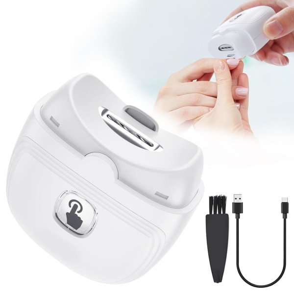Automatisk elektrisk nagelklippare med 3-hastighetsnivåer och förvaring av nagelklämmor, LCD-ljus, säkerhetsnagelklippare, USB uppladdningsbar