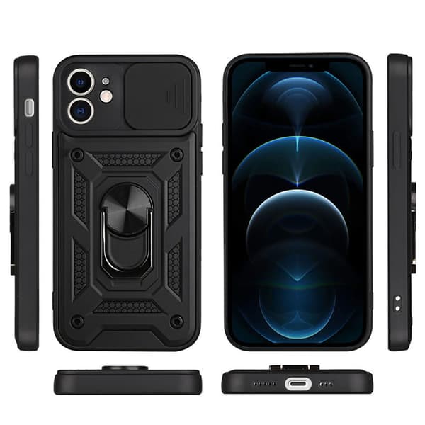 Stöttåligt Skal för iPhone 16 15 Pro Max Plus Fodral Skjutbart Kameralinsskydd Ringstativ iPhone15Plus