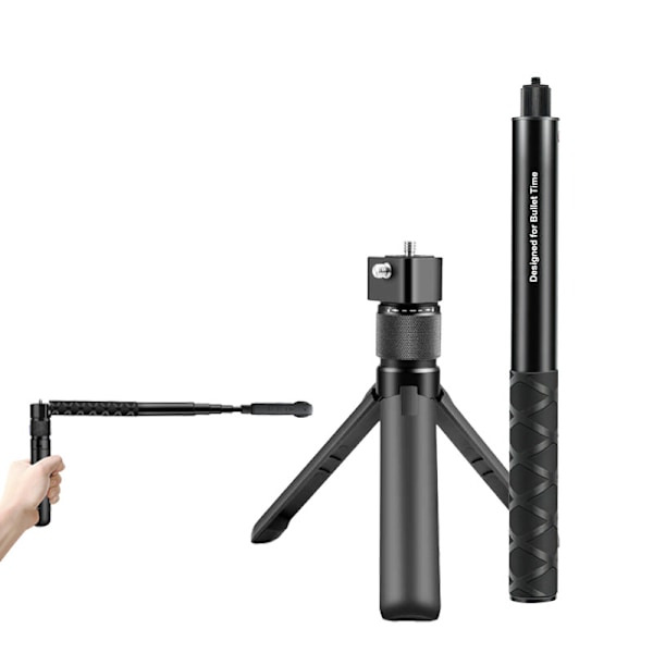 Rotationshandtag för skrivbordsstativ för Insta360 X3 / X4 / DJI / Gopro med 1/4 skruv stativ, Teleskopisk stång