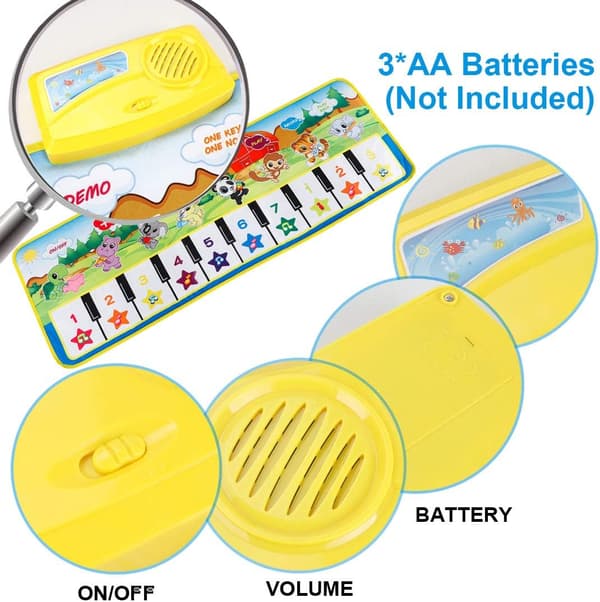 Barnpianomatta, dansmatta, musikmatta med 8 djurljud