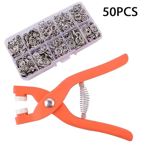Metalltryckknappar Fästtång Verktygssats Klospänne Sy 100pcs set