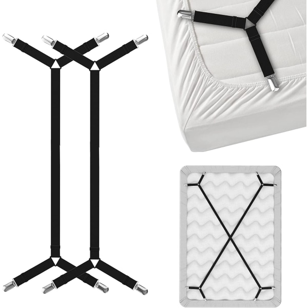 (2 stycken) justerbar lakansträckare med metallklämmor, plastklämsystem, justerbar
