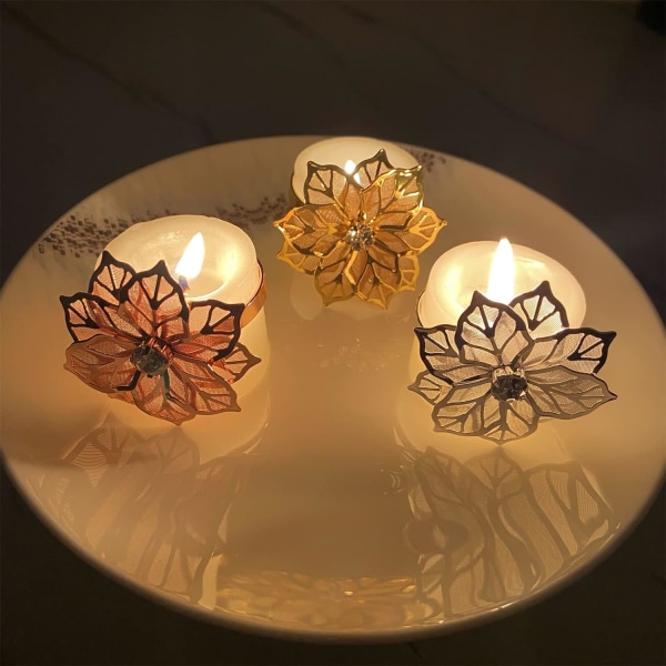 Blomservettringar set om 6, ihålig design servetthållare med strass