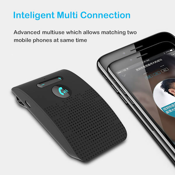 Bluetooth-kompatibel handsfree-högtalare för solskydd - Trådlös musikadapter för biltillbehör