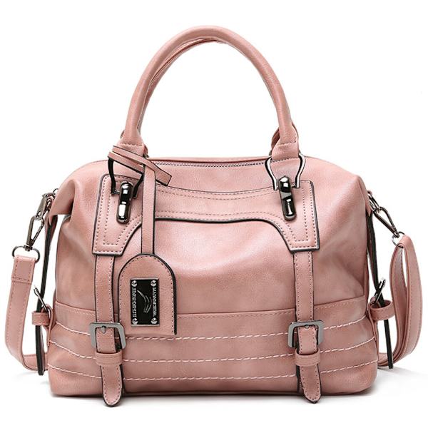 Mode Dragkedja för Damer med Hög Kapacitet Väska Designer Handväska Rosa