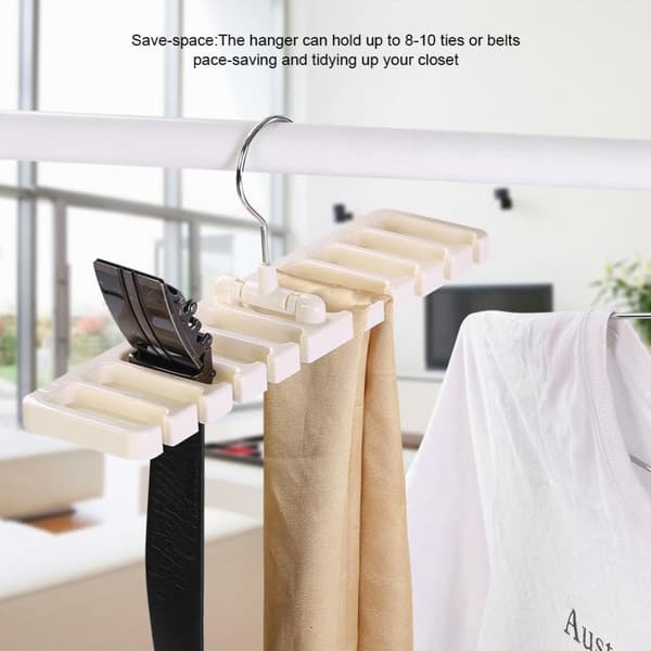 10 Spår Knytbälte Scarf Rack Hållare Organizer (Beige)