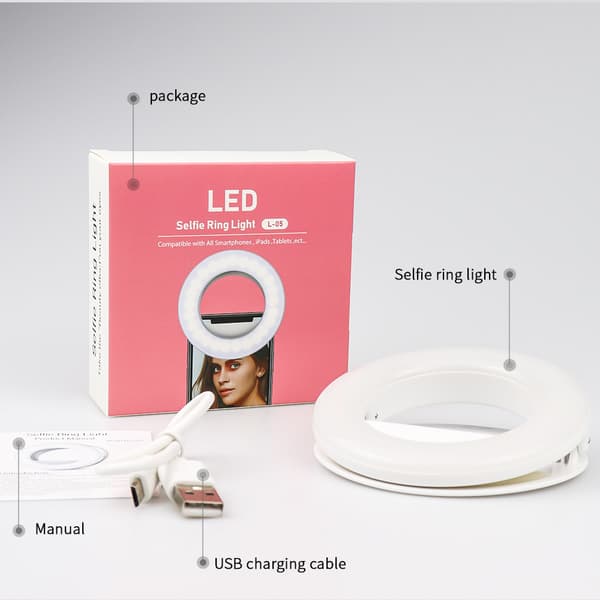 Mobiltelefon Ringljus med 40 LED och 3 Ljuslägen