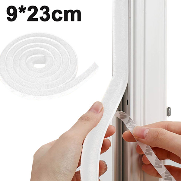 Borsttätning självhäftande dörrbottentätning, borstliststätning 9*23mm White