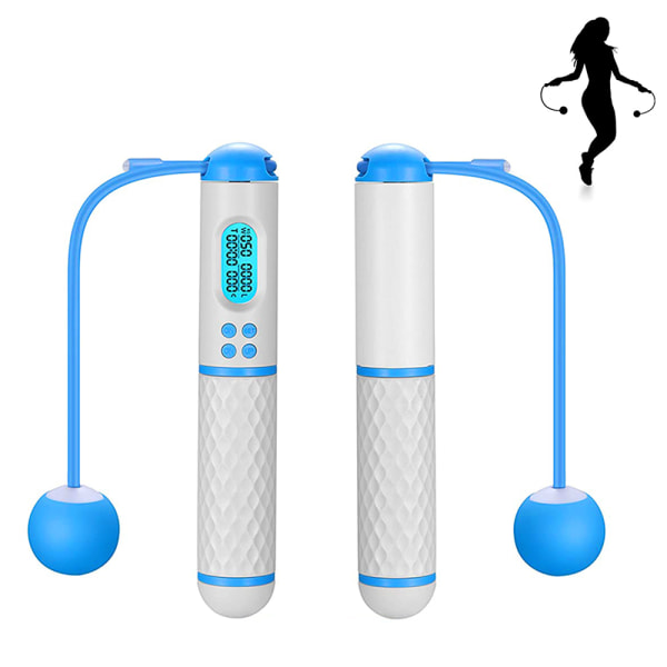 Hopprep med digital räknare, snabb rep, stålrep med White+blue