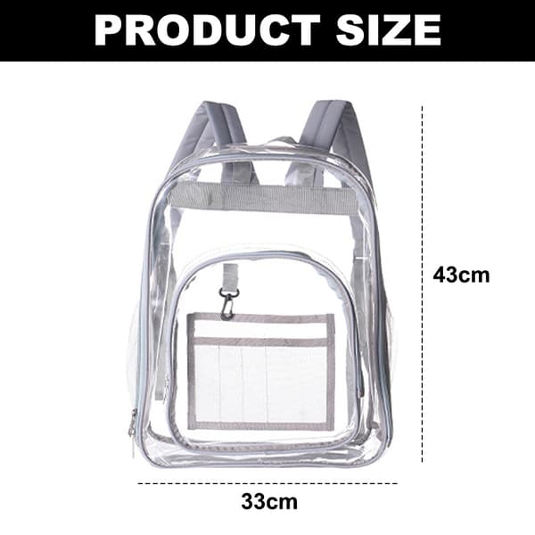 Transparent ryggsäck, genomskinlig PVC-ryggsäck gray