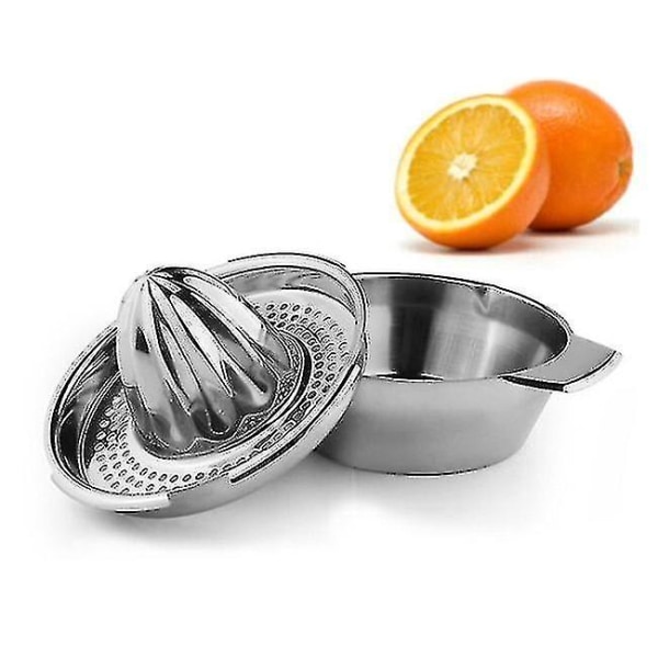 Rostfritt stål citronpress, juicepress med skål Behållare för apelsiner citroner frukt hemgjord juice i köket