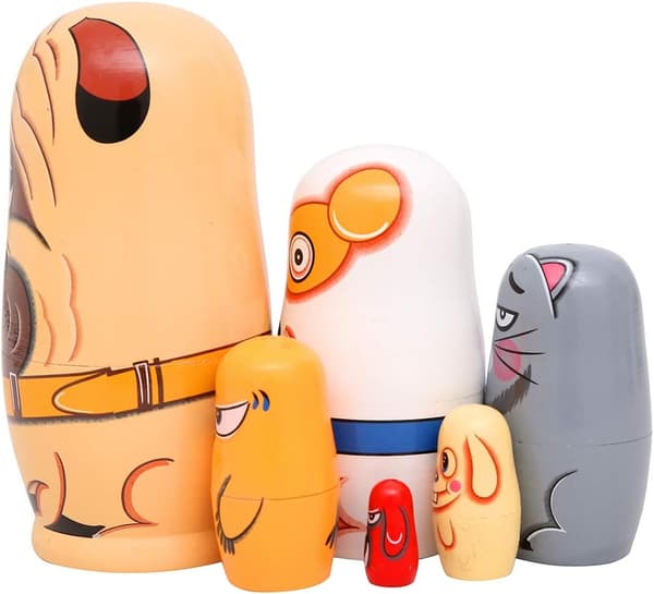 6 stycken handgjorda ryska trädockor Nesting Dolls Matryoshka