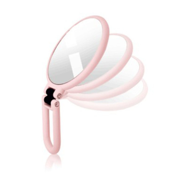Fällbar resehandspegel med fällbart handtag Rosa