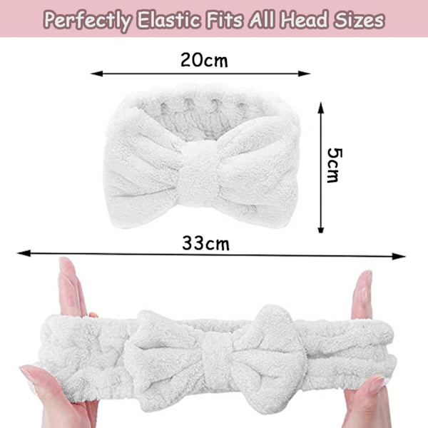 2-pack Bowknot Spa Pannband, Mjuk Korall Fleece Ansiktssminkning Hårinpackning Smink Fluffigt Pannband för Kvinnor Flickor Tvätta Ansiktet Hudvård