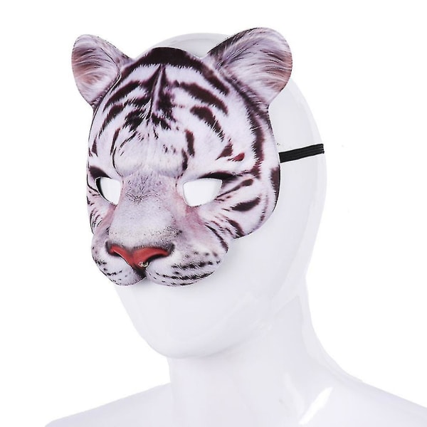Eva Halloween Tiger Halv Ansiktsmask Cosplay Masquerade Party Realistisk Look white
