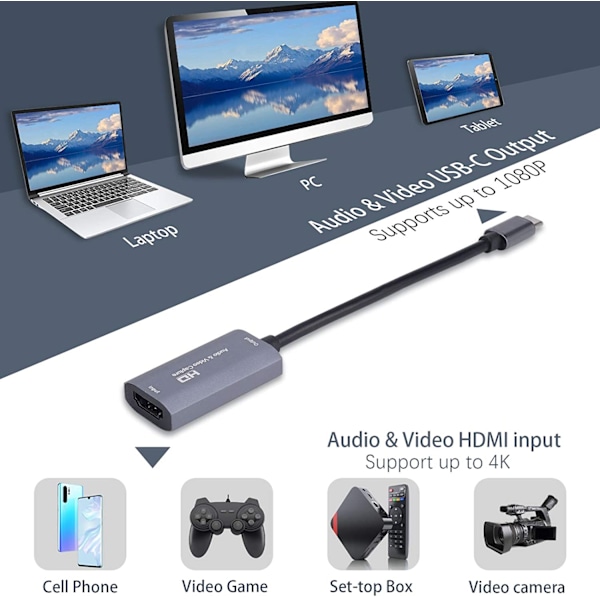 Videokort / USB-C till HDMI-kompatibel adapter