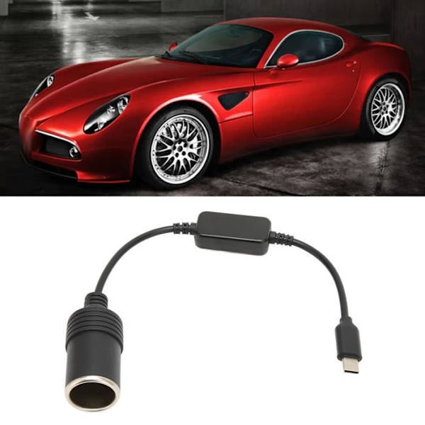 5V USB-C hane till 12V bilcigarettändare hona uttag Adapter Cigarettändare hona uttag Adapterkabel
