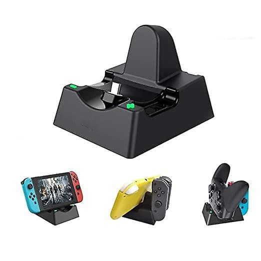 3-i-1 laddningsdocka kompatibel med Switch/OLED Joy-Cons, laddningsstation för Pro Controller