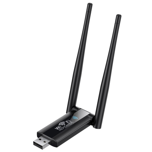 USB Wifi-repeater 300M Wi-Fi-signalförstärkare 2.4G Trådlös Extender 2 Antenn Långräckvidd Wi Fi-adapter för stationär dator Bärbar dator