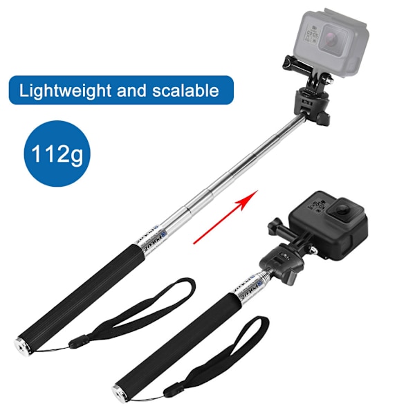 Sportkamera selfie-stick lämplig för GoPro utdragbar handhållen DJI OsmoAction tillbehör