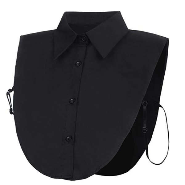 Kvinnor Damer Fake False Lapel Half Shirt Style Blus Avtagbar Avtagbar krage Black