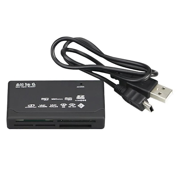 USB 2.0 Mini Minneskortläsare Multifunktionell Allt-i-ett Kortläsare