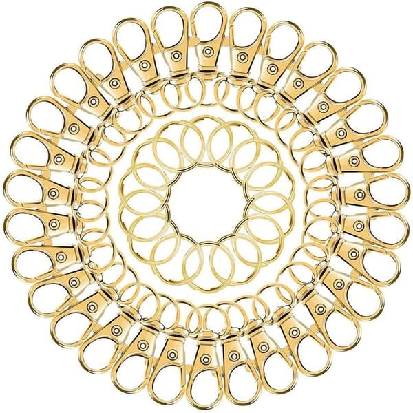 (Silver) 100-pack roterande nyckelringar (50 karbinhakar och 50 nyckelringar)