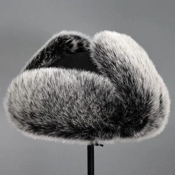 Vinterplysch Bombermössor Unisex Varma Snöhuvor Öronlappsmössor black