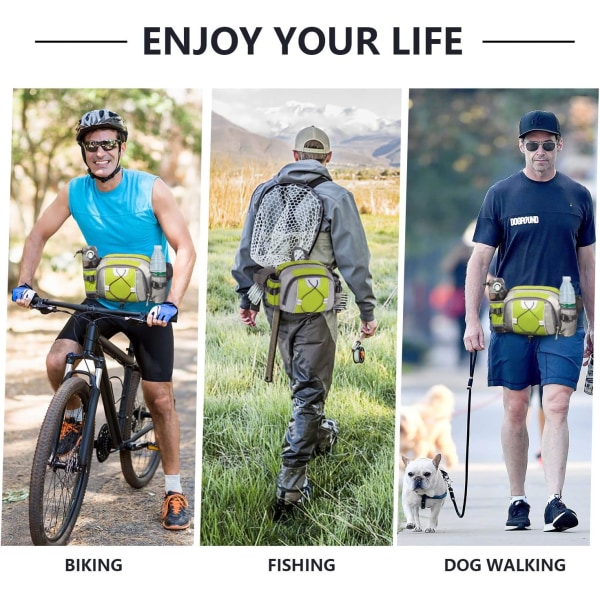 Stort midjepaket för kvinnor, vattentätt midjepaket med flaskhållare, lätt midjepaket för löpning, cykling, vandring, hundpromenad, grön