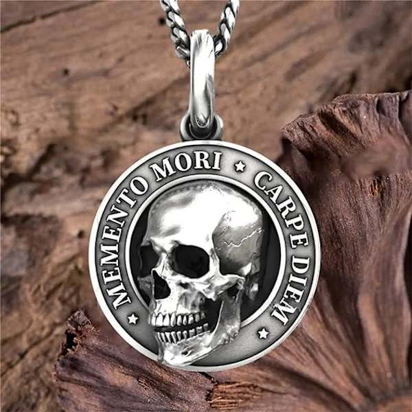 Memento Mori Halsband Carpe Diem Hängsmycke 3D Dödskalle Halsband för Män, Mori 400-års Jubileumshalsband Special