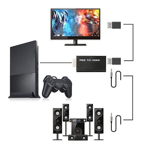 Hdv-g300 PS2 till HDMI 480i/480p/576i Audio Video Omvandlare Adapter för PSX PS4