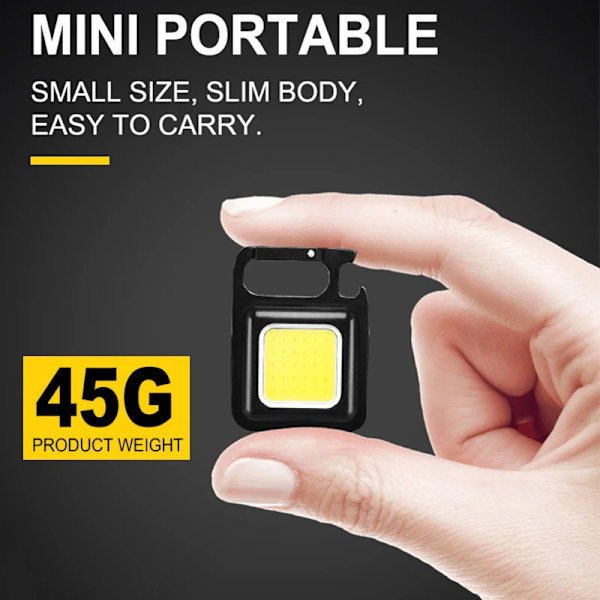 COB Ficklampa Mini Bärbar Nyckelringlampa 4 Belysningslägen EDC Fackla