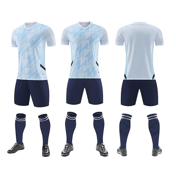 Nytt mode fotbollströjor set för vuxna och barn fotboll T-shirt och shorts Pojkar Futbol träningsdräkter Löpsportkläder 2XL Blue(77679)