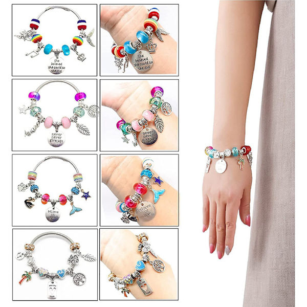 60 stycken barnsmycken, charm armband för flickor, smyckestillverkning för barn