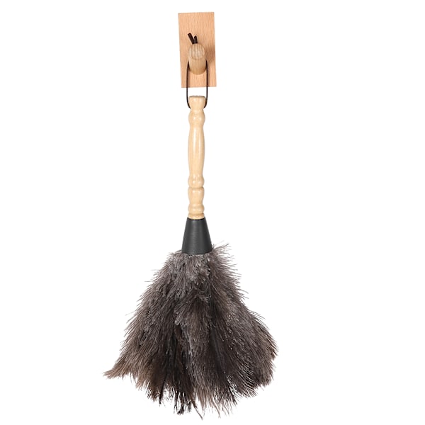 Reusable Ostrich Feather Duster with Anti-Static Wooden Handle