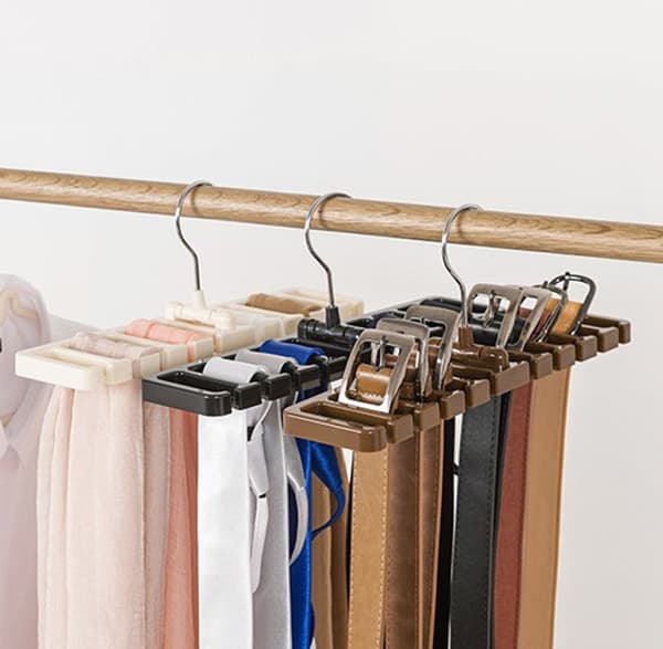 Bältesställhållare 10 slits Knytbälte Scarf Rack Organizer Robust Black