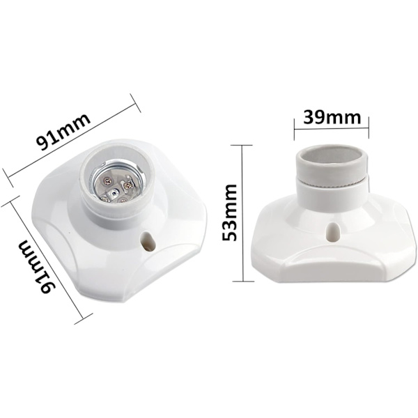 E27 skruvbar taksockel, E27 garageuttag, AC 220-240V, LED-lamphållare, vit plastlampfot, set om 4