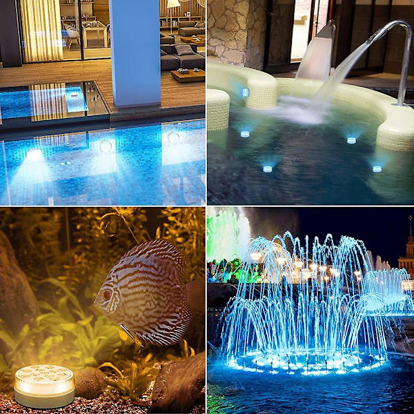Underwater Lights, 13 Waterproof LED Table Lamps with Magnet, Suction Cup, Wireless Remote Control with Timer, Battery Powered Decorative Light for A