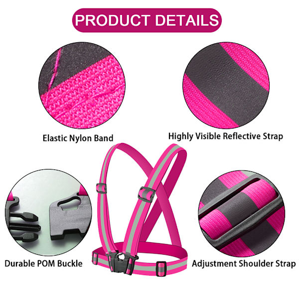 Reflekterande Elastiska Band Set Reflexjacka Reflexväst pink